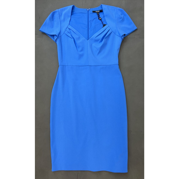 NWT Badgley Mischka Cornflower Blue Cocktail Dress sz 8 Slimming Pleats Charity - Picture 5 of 11